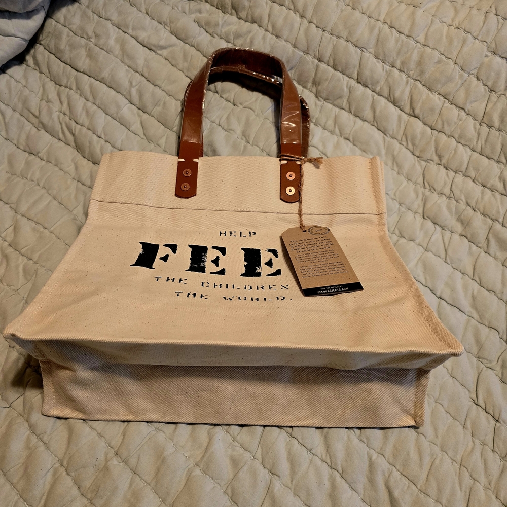 Feed Canvas Tote Bag - Natural and Brown - Picture 3 of 7